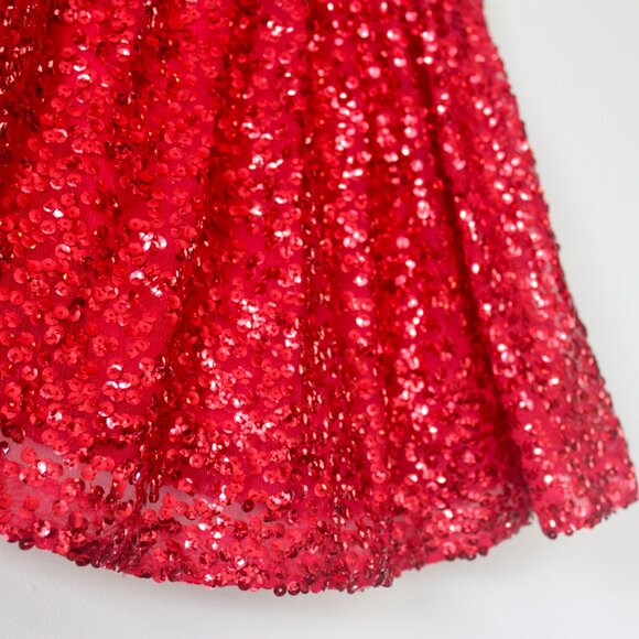 Cherokee Red Sparkle Sequin Party Mini Skirt Extra Large 14-16 - Picture 5 of 7